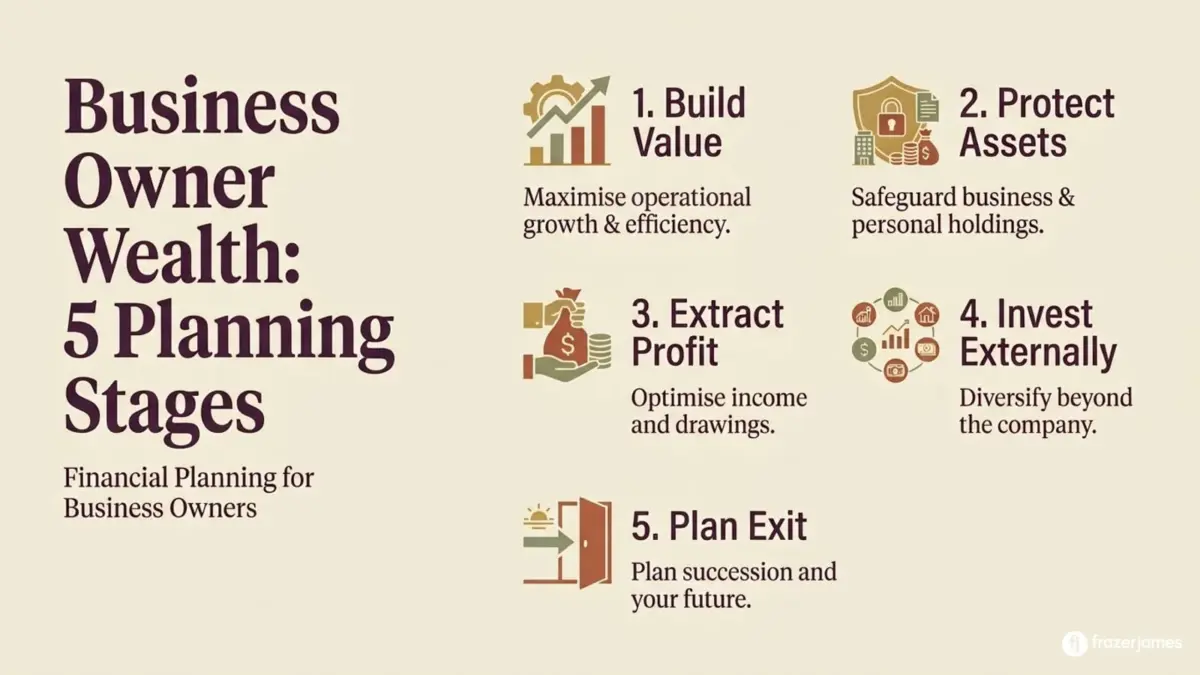 Business owners who build personal wealth in parallel with their business — rather than relying solely on a future sale — have significantly more control over when and how they retire.